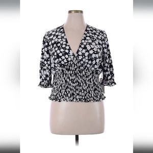 Leith Black and White Floral Top